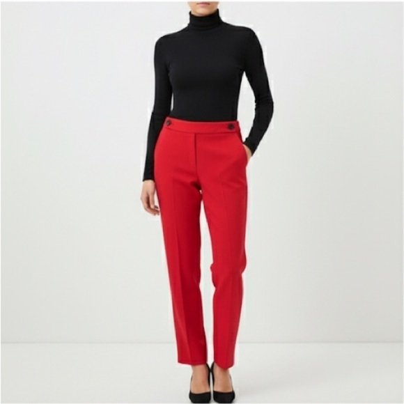 Hugo Boss red slim trouser pants with black buttons - size 6 (Medium) - Picture 1 of 6